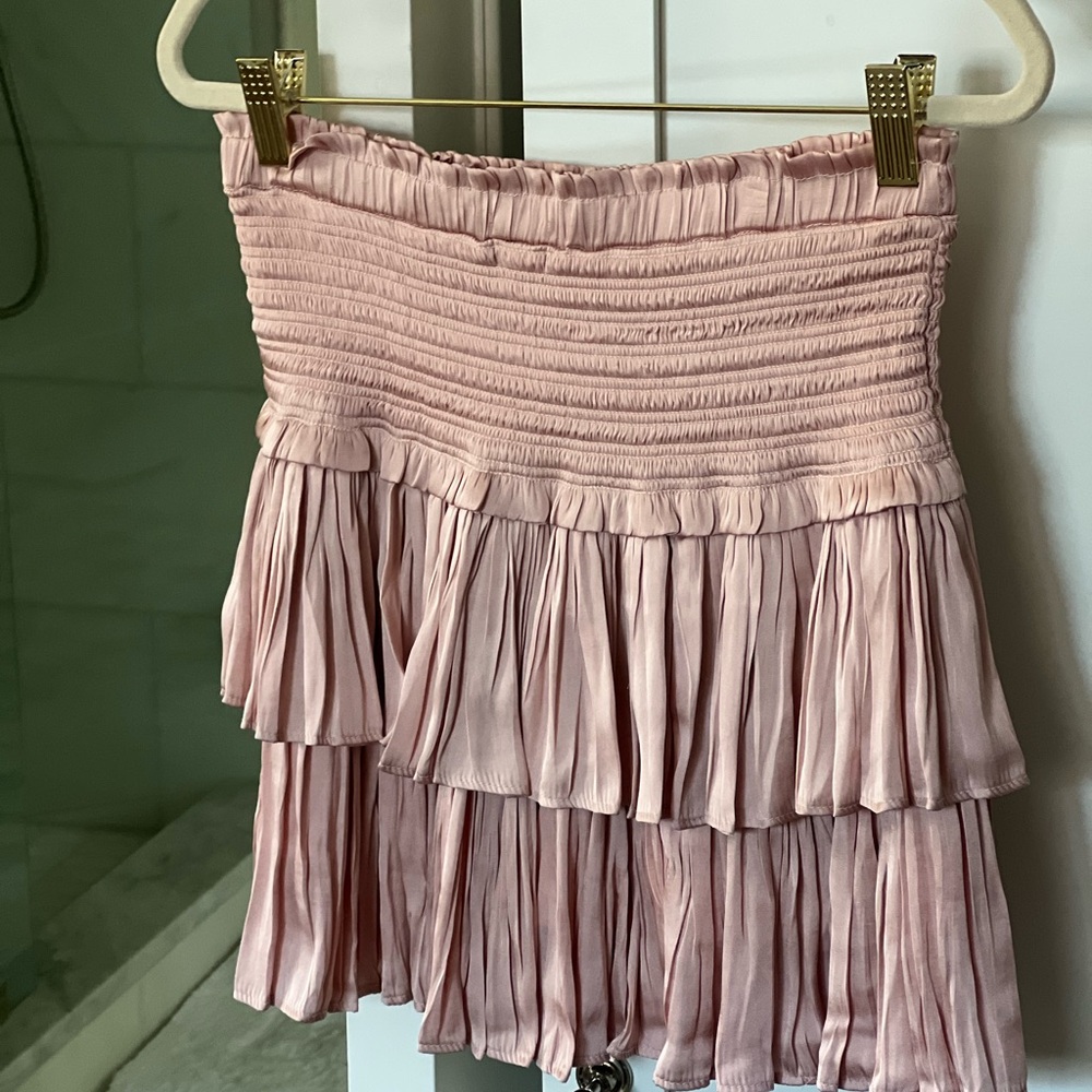 Pink Bubble Mini Skirt with Pleated Tiers
